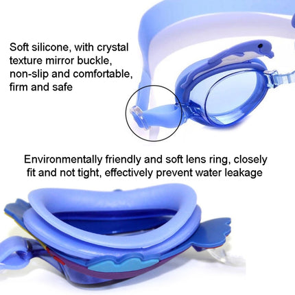 Cartoon Children Swimming Goggles Baby Waterproof Anti-fog High-definition Swimming Goggles(Pink Shark)-garmade.com