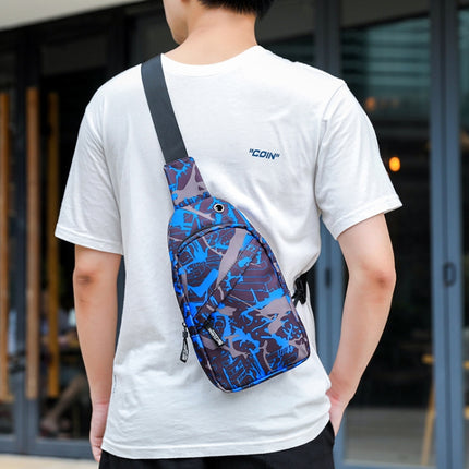 XQB993 Men Chest Bag Messenger Bag Oxford Cloth Sports Bag, Color: Graffiti Blue-garmade.com