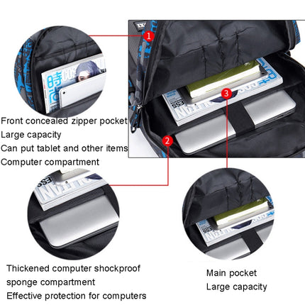Student Schoolbag Backpack Casual Computer Travel Bag(Printing Blue)-garmade.com