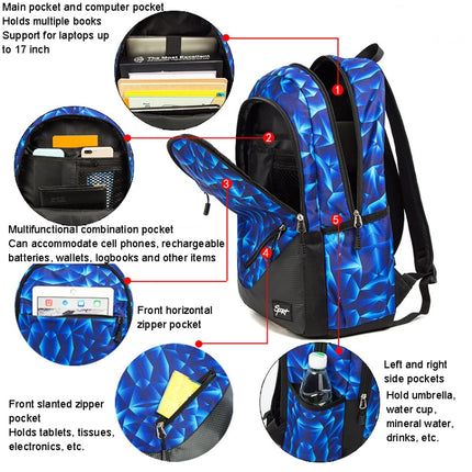 School Schoolbag Large Capacity Travel Backpack(528 Black Diamond)-garmade.com