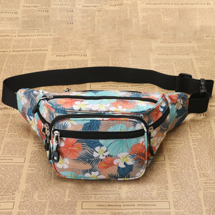 Y051 Women Summer Crossbody Waist Bag Large Capacity Cell Phone Bag(Flower Gray)-garmade.com