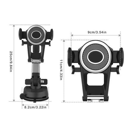 ZJ137 Suction Cup Car Phone Holder 2 In 1 Number Plate Phone Stand Truck Phone Mount(Black)-garmade.com