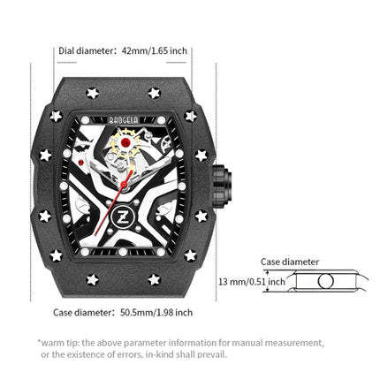 BAOGELA 224143 Barrel-shaped Hollow Surface Silicone Luminous Sports Men Watch(Black Shell Black Belt)-garmade.com