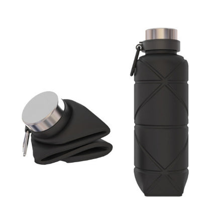 700ml Outdoor Silicone Folding Water Cup Telescopic Water Bottle Travel Drinking Cup With Carabiner(Black)-garmade.com