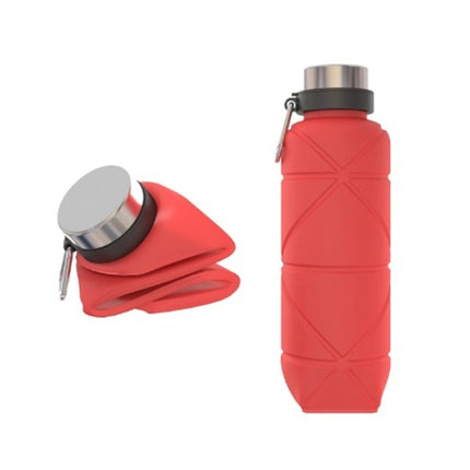 700ml Outdoor Silicone Folding Water Cup Telescopic Water Bottle Travel Drinking Cup With Carabiner(Red)-garmade.com