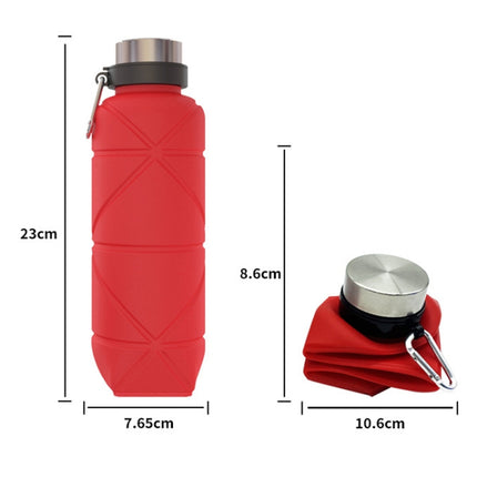 700ml Outdoor Silicone Folding Water Cup Telescopic Water Bottle Travel Drinking Cup With Carabiner(Blue)-garmade.com