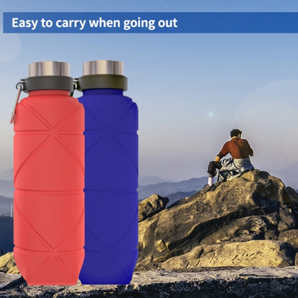 700ml Outdoor Silicone Folding Water Cup Telescopic Water Bottle Travel Drinking Cup With Carabiner(Red)-garmade.com