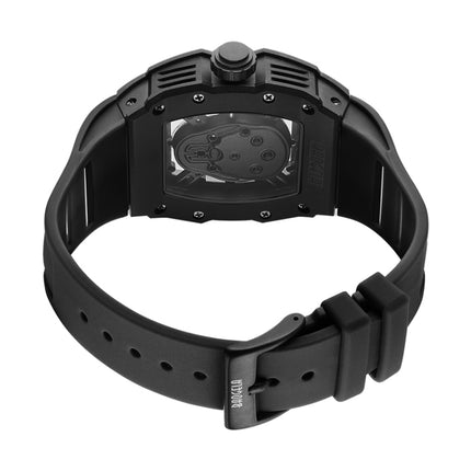 BAOGELA 224141 Hollow Skull Luminous Sports 304 Stainless Steel Silicone Men Watch(Black Shell Rose Face Black Belt)-garmade.com