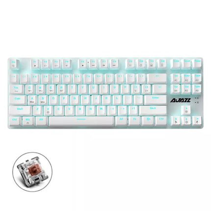 Ajazz AK40pro 87 Keys Bluetooth/Wireless/Wired Three Mode Game Office Mechanical Keyboard Blue Light Tea Shaft (White)-garmade.com
