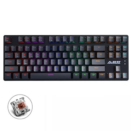 Ajazz AK40pro 87 Keys Bluetooth/Wireless/Wired Three Mode Game Office Mechanical Keyboard Mixed Light Tea Shaft (Black)-garmade.com