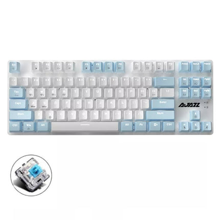Ajazz AK40pro 87 Keys Bluetooth/Wireless/Wired Three Mode Game Office Mechanical Keyboard White Light Green Shaft (Blue White)-garmade.com