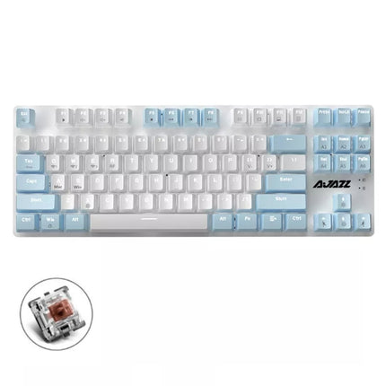 Ajazz AK40pro 87 Keys Bluetooth/Wireless/Wired Three Mode Game Office Mechanical Keyboard White Light Tea Shaft (Blue White)-garmade.com
