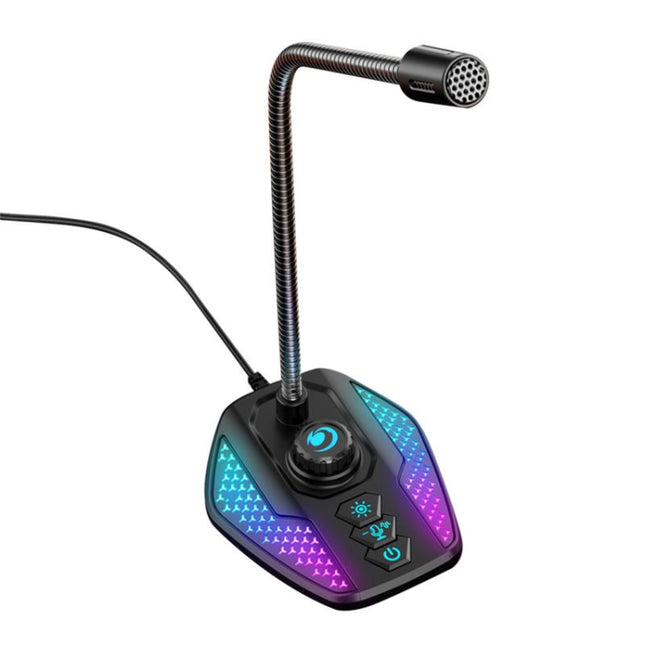 USB Gaming Microphone Built In Sound Card 5 Voice Changing Modes with RGB Lighting-garmade.com