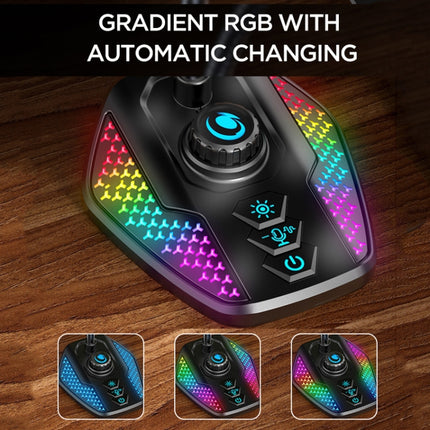 USB Gaming Microphone Built In Sound Card 5 Voice Changing Modes with RGB Lighting-garmade.com