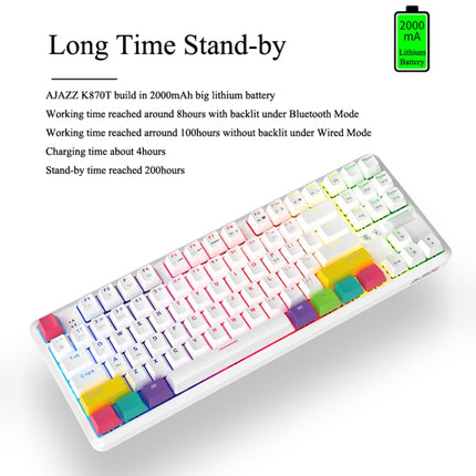 Ajazz K870T 87-Key Hot Swap Bluetooth/Wired Dual Mode RGB Backlight Office Game Mechanical Keyboard Red Shaft (Black)-garmade.com