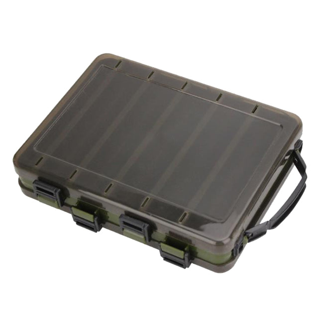 HB327 14 Grids Double Side Luya Tool Box Translucent Bait Organizer(Dark Green)-garmade.com