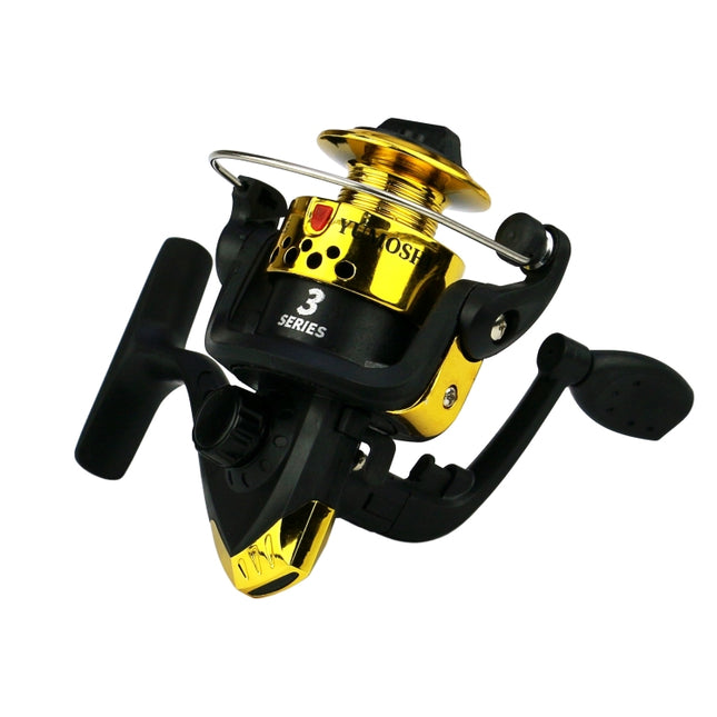 YUMOSHI JL200 Fishing Reel Without Line Plating Head Metal Movement Spinning Reel(Electroplated Yellow)-garmade.com