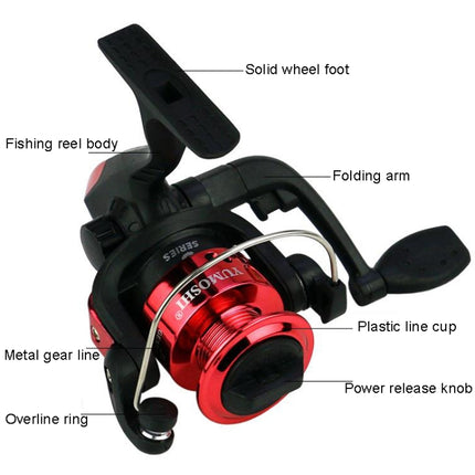 YUMOSHI JL200 Fishing Reel Without Line Plating Head Metal Movement Spinning Reel(Electroplated Silver)-garmade.com