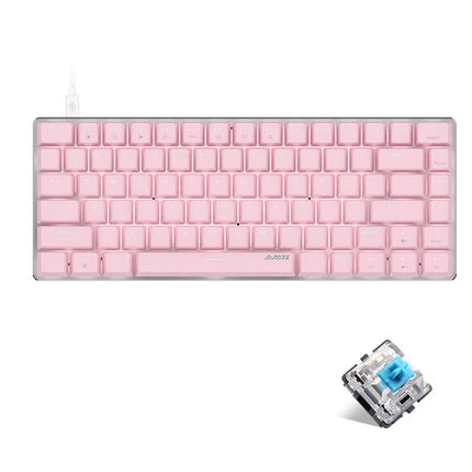 Ajazz AK33 82 Keys White Backlight Game Wired Mechanical Keyboard, Cable Length: 1.6m Green Shaft-garmade.com