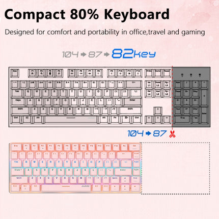 Ajazz AK33 82 Keys White Backlight Game Wired Mechanical Keyboard, Cable Length: 1.6m Red Shaft-garmade.com