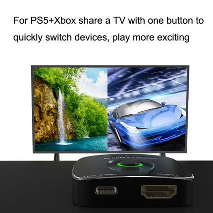 HDMI2.1 Switch 2 In 1 Out 8K 60Hz HD Conversion For Xbox HDMI One-way Transmission(Black)-garmade.com