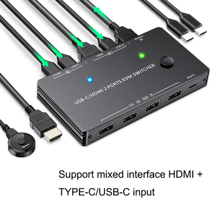 KVM201TCC 2 X Type-C/USB-C Input 2 In 1 Out 4K 60HZ KVM HD Switcher(Black)-garmade.com
