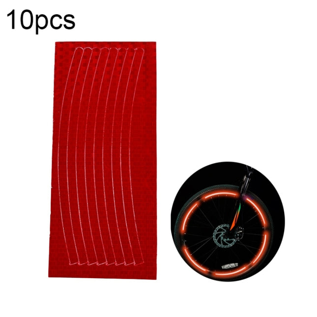 10pcs Reflective Stickers For Bicycle Rims Riding Equipment Accessories(Red)-garmade.com