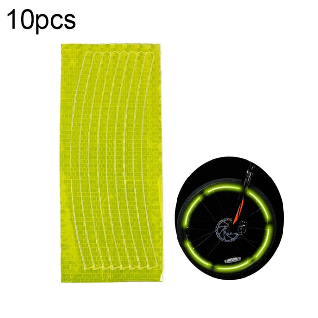 10pcs Reflective Stickers For Bicycle Rims Riding Equipment Accessories(Yellow)-garmade.com