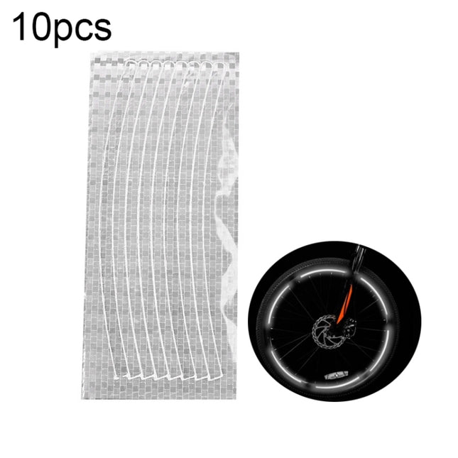 10pcs Reflective Stickers For Bicycle Rims Riding Equipment Accessories(Silver)-garmade.com