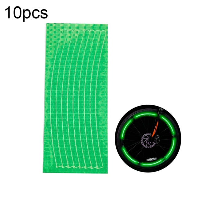 10pcs Reflective Stickers For Bicycle Rims Riding Equipment Accessories(Green)-garmade.com