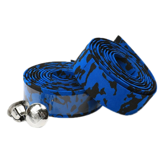 Camouflage Bicycle Curved Handlebar Straps(Blue Black)-garmade.com