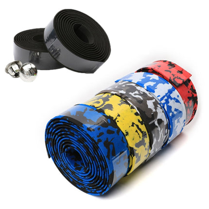 Camouflage Bicycle Curved Handlebar Straps(Blue Black)-garmade.com