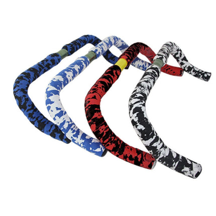 Camouflage Bicycle Curved Handlebar Straps(Red Black)-garmade.com