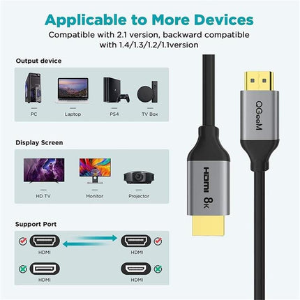 QGeeM QG-AV17 HDMI To HDMI Connection Cable Support 8K&60Hz 1m Length-garmade.com