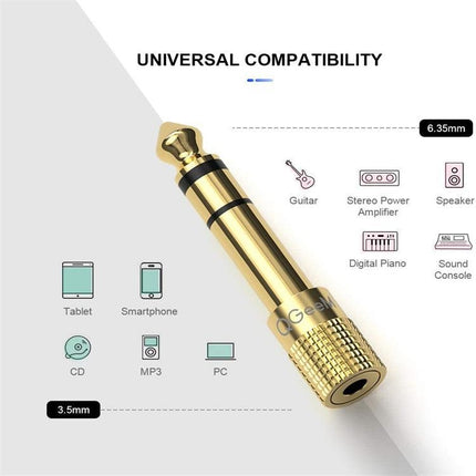 QGeeM QG-AU10 Gold Plated 6.35mm Male to 3.5mm Audio Adapter Connector(Gold)-garmade.com