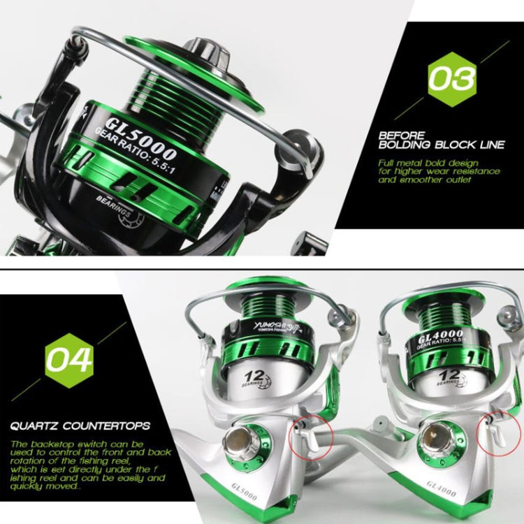 YUMOSHI GL Series Fishing Lines Spinning Reel, Specification: GL6000 Silver-garmade.com