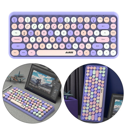 Ajazz 308I 84 Keys Tablet Computer Notebook Home Office Punk Bluetooth Keyboard(Milk Tea Color)-garmade.com