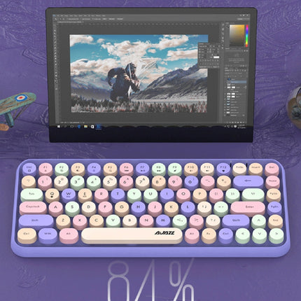 Ajazz 308I 84 Keys Tablet Computer Notebook Home Office Punk Bluetooth Keyboard(Milk Tea Color)-garmade.com