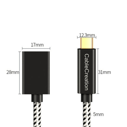 CC0316 0.3m Type-C / USB-C Male to Female Extension Cable Computer Phone Charging Cable(Black)-garmade.com