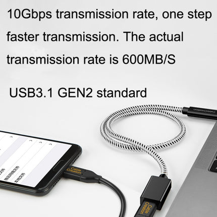 CC0316 0.3m Type-C / USB-C Male to Female Extension Cable Computer Phone Charging Cable(Black)-garmade.com