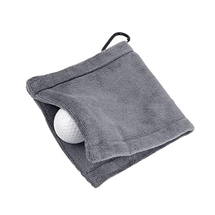Microfiber Fleece Lining GOLF Ball Cleaning Towel with Carabiner Hook(Grey)-garmade.com