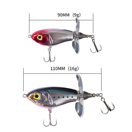 DF065 9g Double Paddle Tractor Surface Tether Roadrunner Fake Lure Long-distance Casting Lure(Red Head Silver)-garmade.com