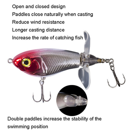 DF080 16g Double Paddle Tractor Surface Tether Roadrunner Fake Lure Long-distance Casting Lure(Silver Black Back)-garmade.com