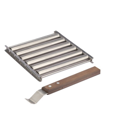 Hot Dog Sausage Grill Stainless Steel Wooden Handle BBQ Rack Kitchen Tools(Boxed)-garmade.com