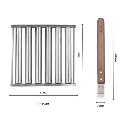 Hot Dog Sausage Grill Stainless Steel Wooden Handle BBQ Rack Kitchen Tools(Boxed)-garmade.com