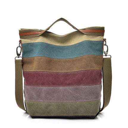 FB-15 Simple Canvas Handbag Single Shoulder Crossbody Bag Multi-Layer Stitching Women Bag-garmade.com