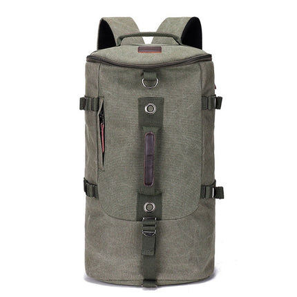 Outdoor Travel Man Canvas Double Shoulder Backpack Student Schoolbag(Green)-garmade.com