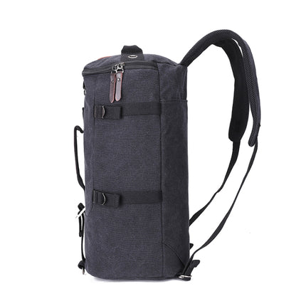 Outdoor Travel Man Canvas Double Shoulder Backpack Student Schoolbag(Black)-garmade.com