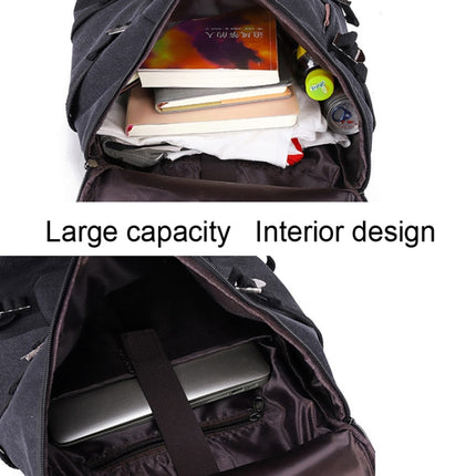 Outdoor Travel Man Canvas Double Shoulder Backpack Student Schoolbag(Khaki)-garmade.com