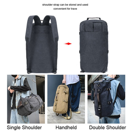 Outdoor Travel Man Canvas Double Shoulder Backpack Student Schoolbag(Khaki)-garmade.com